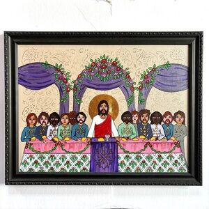 Erin Leeper TACO LAST SUPPER Original Framed Canvas Painting Artist Signed